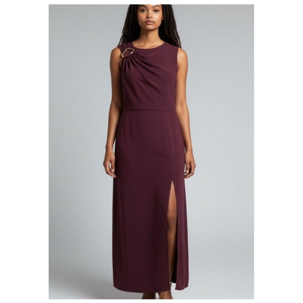 Anna Kay Slit Leg Sleeveless Maxi Dress L Purple Cocktail